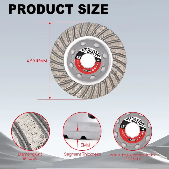 DIATOOL diamant disque de meulage 115mm/4.5 pouces