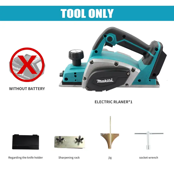 Makita – raboteuse électrique: largeur de rabotage de 82mm, 15000 tr/min, puissance 650W, profondeur