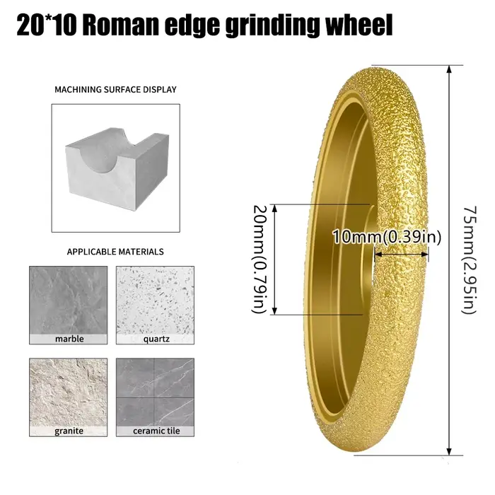 Meule diamantée brasée pour le meulage des bords de carreaux, marbre, granit, outil de traitement de