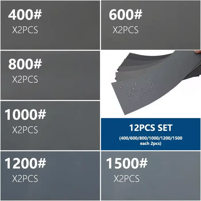 XCAN – ensemble de papier de verre, papier de ponçage à sec à l'eau, ponceuse Abrasive 9x3.6 pouces