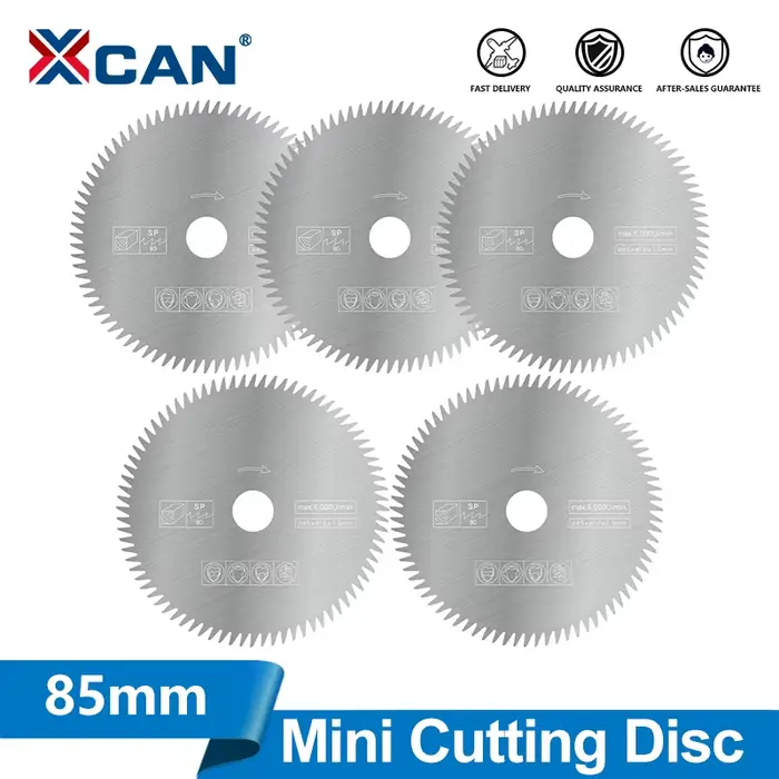 XCAN 1/3/5 pièces 85mm Mini lame de scie circulaire alésage 10/15mm 80 dents disque de coupe en acier inoxydable outils électriques accessoires