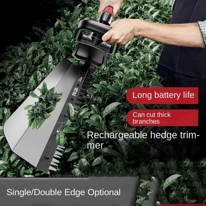 Taille-haie électrique rechargeable avec moteur sans balais et double ciseaux lame de 50 cm pour entretien jardin extérieur professionnel