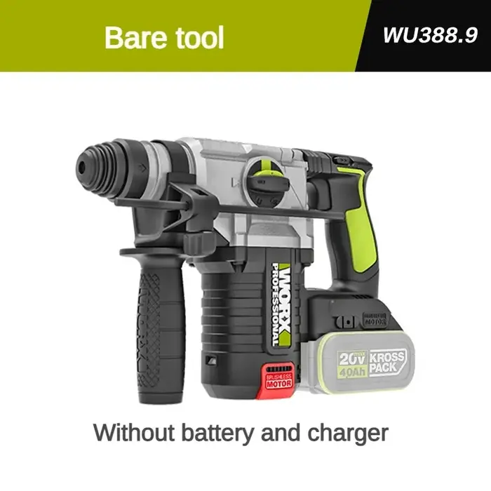 WORX WU388 perceuse à percussion sans fil sans brosse à double usage pour le perçage du béton outils de forage électrique fonctionnels de qualité industrielle