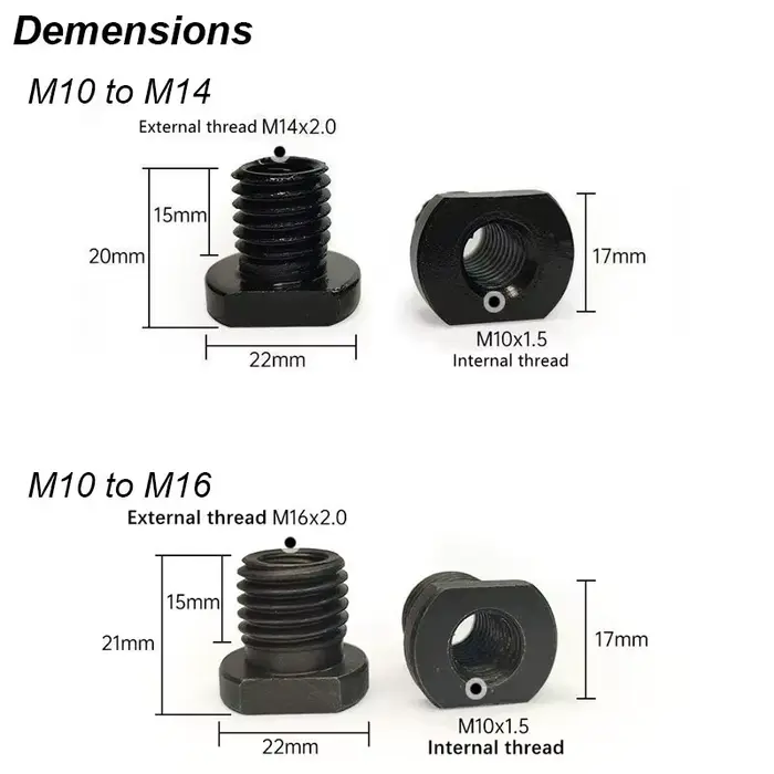 Adaptateur de meuleuse d'angle M10 M14 M16, fixation filetée, broche de broche, Conversion d'arbre f