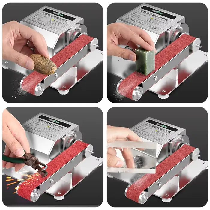 220V Mini ponceuse à bande électrique bricolage polissage rectifieuse 180W/270W/360W affûteuse régulation de vitesse 0-13500r/min