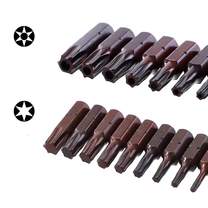 Embouts de tournevis Torx 25mm avec trou, jeu magnétique T20 T25 T6-T40 1/4 pouces, tournevis électr