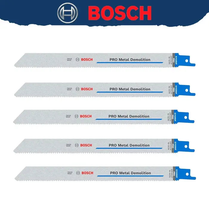 BOSCH 2608657408 S1125VF PRO Lame de démolition en métal, 5 pièces, coupe lisse, longue durée de vie, robuste, épaisse, accessoires pour outils de scie sabre