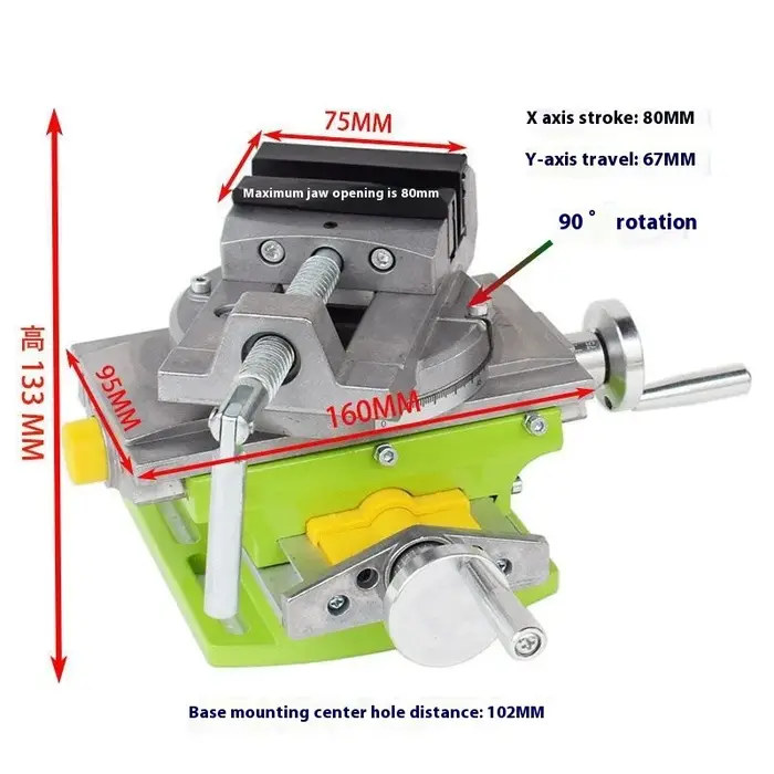 6368 Étau coulissant transversal de 3 pouces avec glissière composée pour moulin et perceuse à colonne