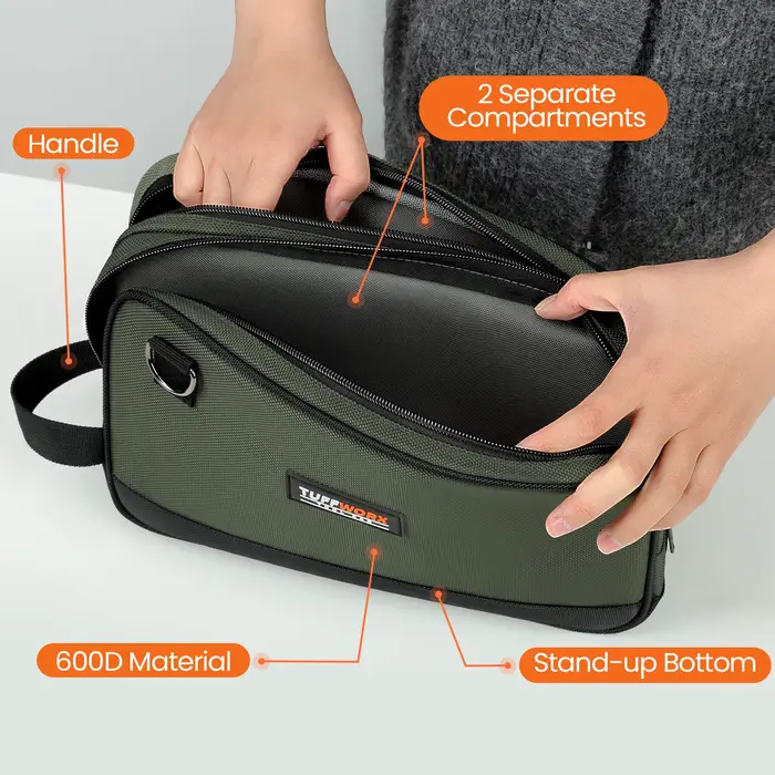 Sac à outils, pochette de rangement à double compartiment, gris et noir