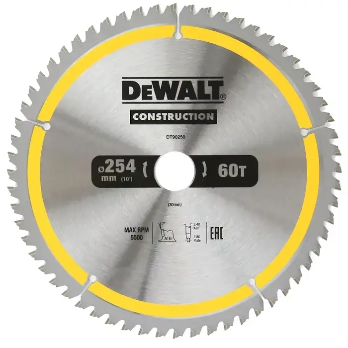 DEobcuT DT90250-QZ DT90272-QZ 254MM * 60T/80T Construction Circulaire Scie Lame Outil Électrique Accessoires