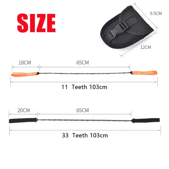 11/33 dents Portable survie scie à chaîne tronçonneuses d'urgence Camping randonnée poche