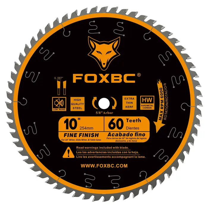 FOXBC 254mm lame de scie de table 60 dents ATB mince Kerf finition Fine Crosscut 1 pièces