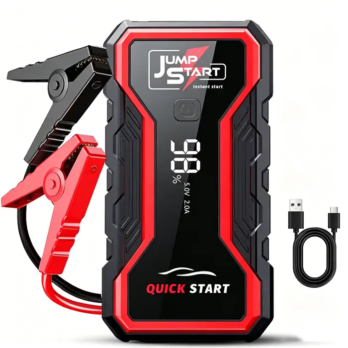 Démarreur de batterie de voiture portable multifonctionnel 7-en-1 avec pompe à air, 150 PSI, gonfleu
