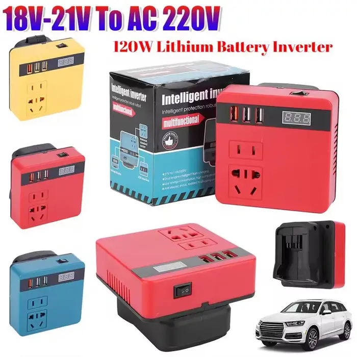 Onduleur de batterie au Lithium multifonction D C 18-21V à AC 220V