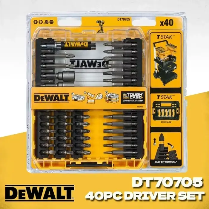 DEWALT DT70705 jeu d'embouts de tournevis dans un boîtier robuste 40 pièces jeu d'embouts de tournev