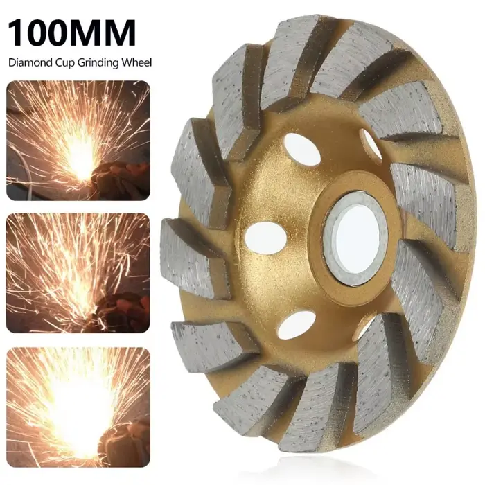 Disque de meulage diamanté 4 pouces HHS Turbo robuste pour béton