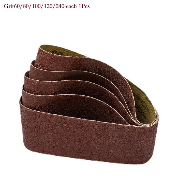 5 pièces bandes abrasives 75x457 Mm qualité mixte 60 80 120 240 grain outil électrique ponceuse Lot pour cuir métal bois meulage et polissage