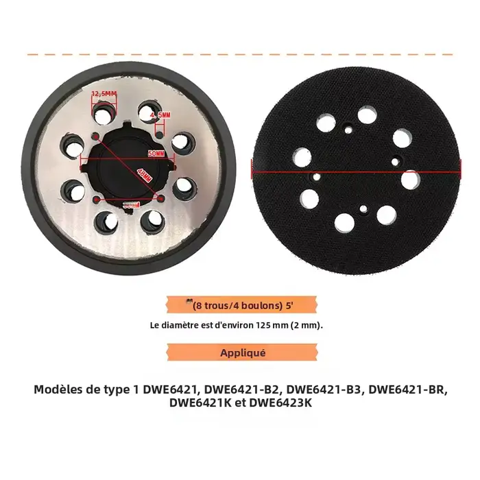 Plaque de support de ponçage auto-agrippante 8 trous 125 mm (5 pouces) pour ponceuse excentrique – Qualité supérieure