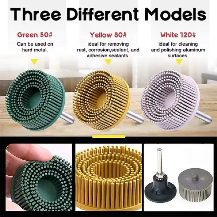 Disque à poils de 2 ou 3 pouces, grain assorti, brosse d'élimination Abrasive, roue de polissage pou