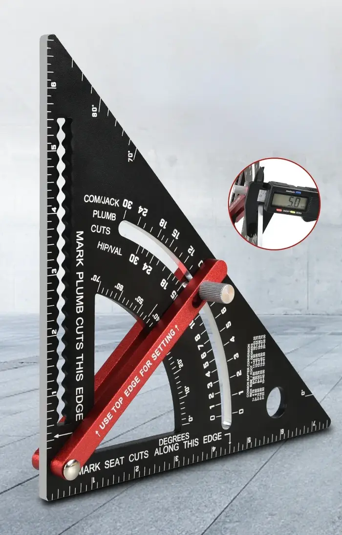 Règle triangulaire de menuiserie multifonction réglable