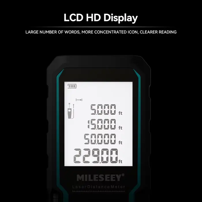 MILESEEY metre laser, telemetres laser, IP54 Mètre ruban laser 40M 60M 80M 100M , règle électronique