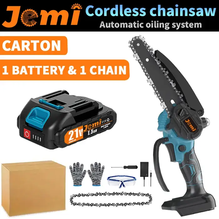 Jemi Tool Scie à chaîne électrique rechargeable sans fil portable de 6 pouces avec deux batteries