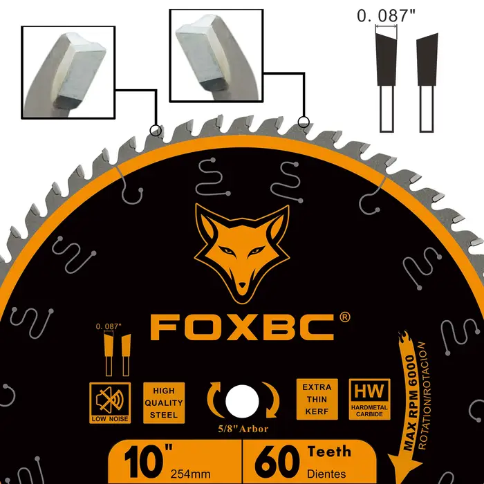 FOXBC 254mm lame de scie de table 60 dents ATB mince Kerf finition Fine Crosscut 1 pièces