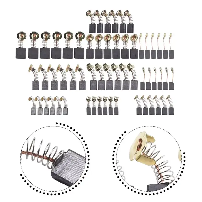 Ensemble de 60 pièces de 10 types de kits de remplacement de balais de carbone pour la réparation et l'entretien des