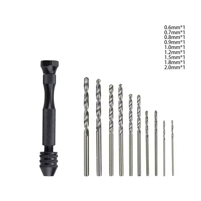 Ensemble de petites perceuses manuelles de 0.3 à 3.2mm, outils de perçage pour le travail du bois, p