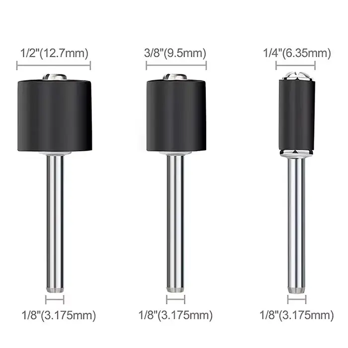 XCAN 6 pièces mandrins à tambour en caoutchouc tige de 1/8 pouces pour accessoires Dremel outils rot