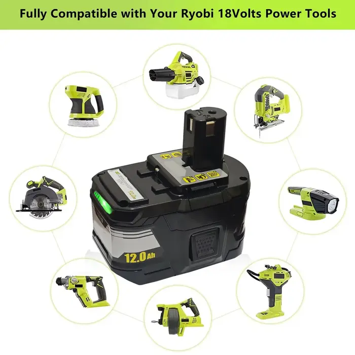 Nouvelle batterie haute performance RYOBI 18V 12.0Ah-15C l-ion adaptée à tous les outils électriques de la série P104 P108 P109 RB18L50 RB18L20