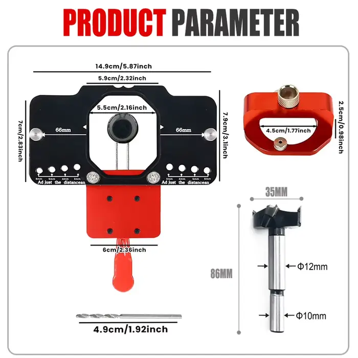 Gabarit de perçage pour charnières dissimulées 35 mm