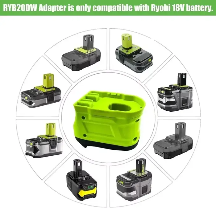 Adaptateur de batterie RYB18DW pour batterie Li-ion Ryobi 18V