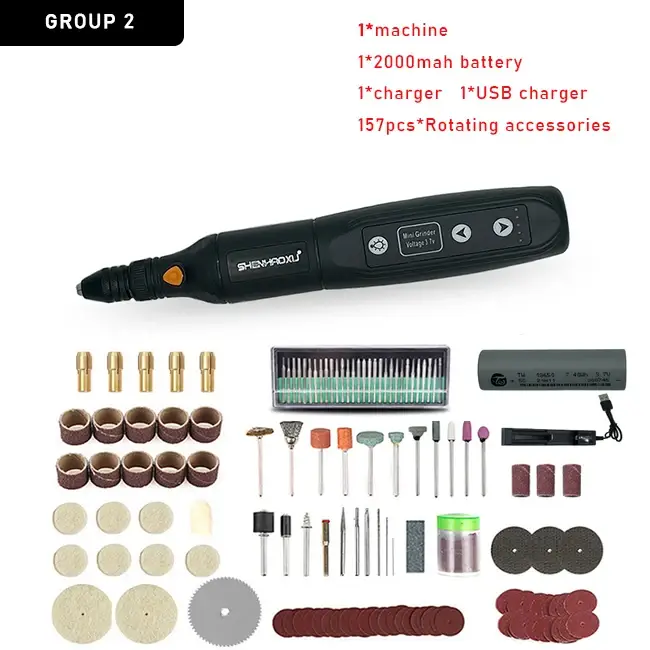 Mini meuleuse perceuse sans fil aste perfecBattery gravure LED variable 5 vitesses goroutil à distance graveur Dremel