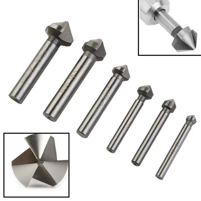 Foret à fraise à 3 cannelures, outils de chanfreinage à 90 degrés, coupe-chanfreinage, perçage de tr
