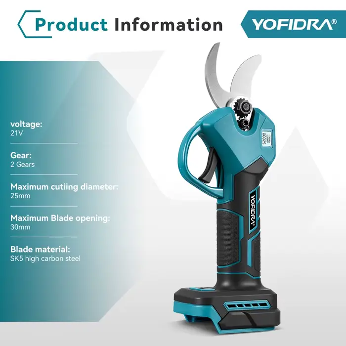 YOFIDRA 30mm sécateur électrique sans brosse sans fil portable verger arbustes taille arbre Branches Cutter pour Makita 18V batterie broche