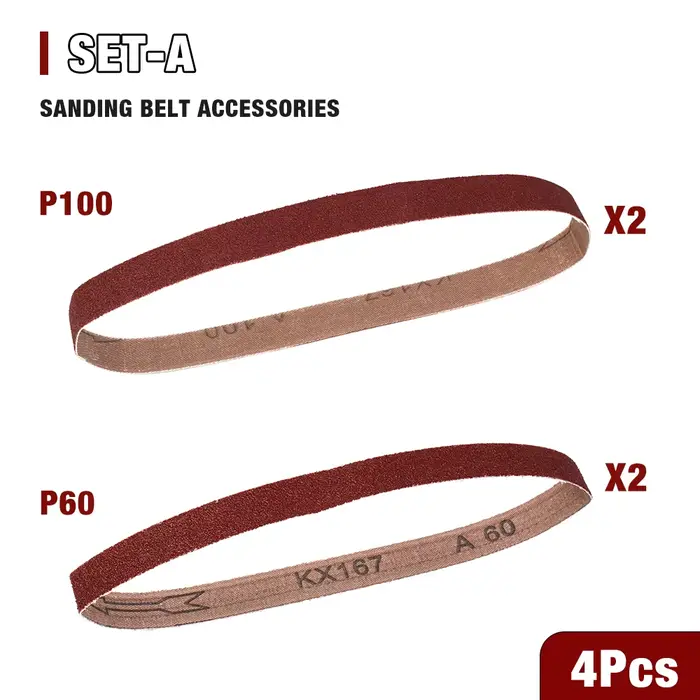 Bande abrasive professionnelle P60/P100, 520 x 20 mm, adaptée aux ponceuses à bande, meuleuses, etc.