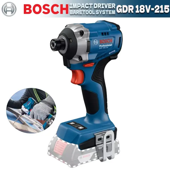 BOSCH GDR 18 V-215 pilote d'impact sans fil professionnel 215 Nm perceuse à percussion sans brosse 1/4 "outils électriques hexagonaux internes GDR18V-215