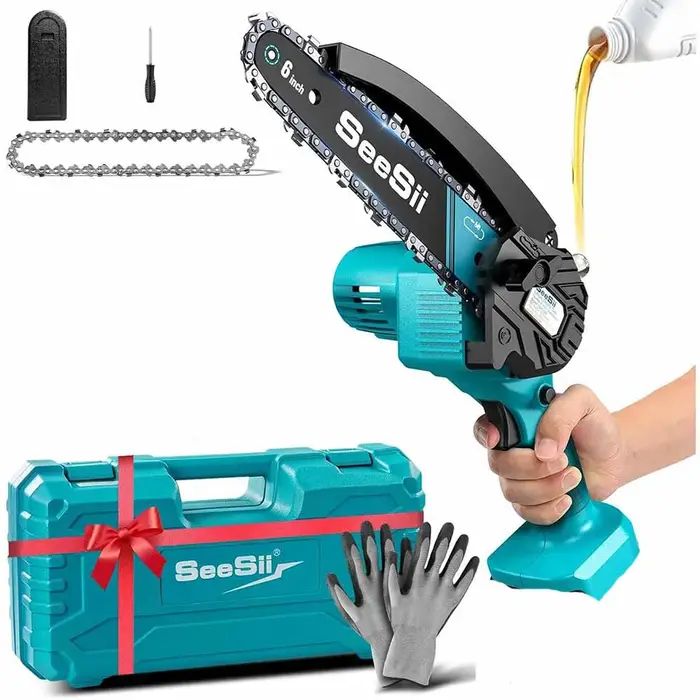 SEESII 6 ''Mini tronçonneuse sans fil 15.2 cm scie électrique Rechargeable travail du bois