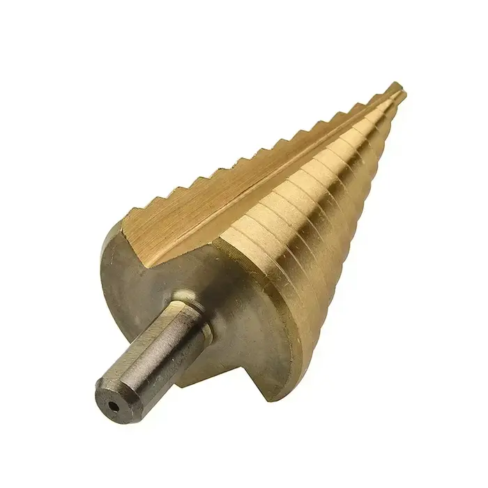 Foret à cône étagé HSS, coupe-trou plaqué titane, manche rond, cannelé en spirale, coupe-trou pour bois et métal, 4-42mm