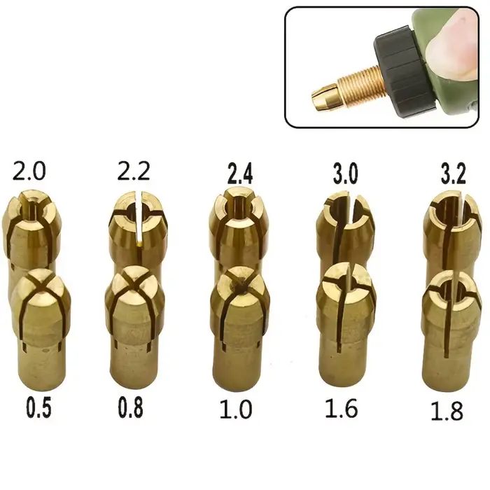 10 pièces d'accessoires pour meuleuse électrique de 0,5 à 3,2 mm, mandrin en cuivre à trois mâchoire