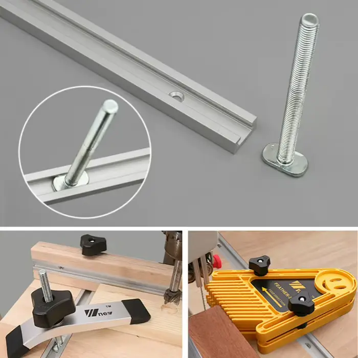 T-track t-slot onglet piste gabarit T vis fixation fente 19x9.5mm Table de scie routeur 300-800MM Rail de goulotte outil de travail du bois