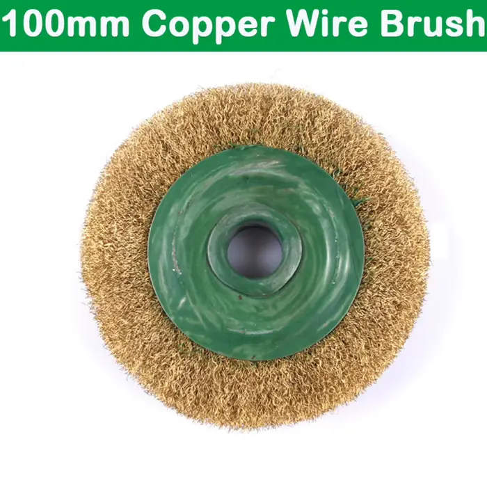 Roue de brosse métallique ronde en laiton durable, brosse en fil de cuivre, meuleuse d'établi, polis