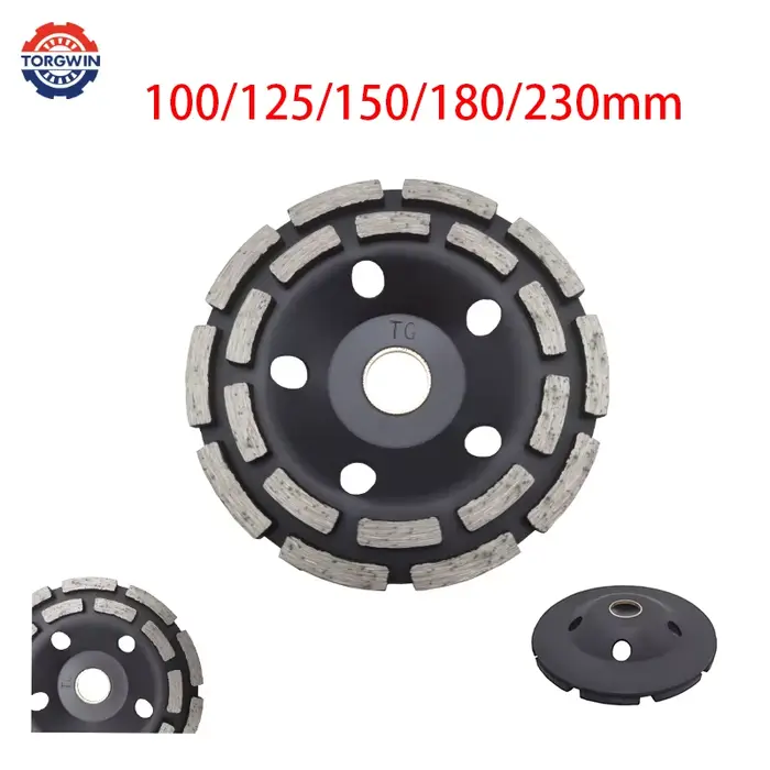100/125/150/180/230mm Double rangée diamant Segment meule tasse disque meuleuse béton granit pierre 