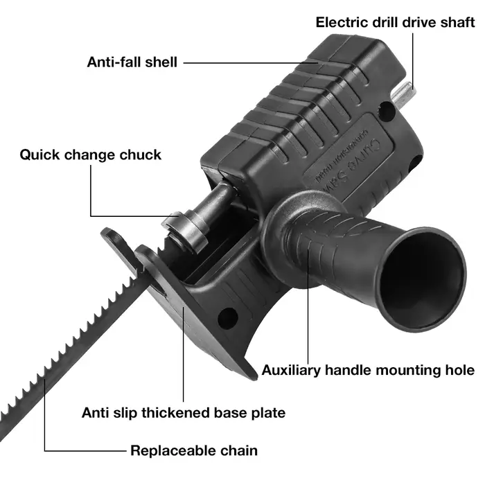 Adaptateur pour scie alternative. Perceuse électrique domestique convertie en convertisseur