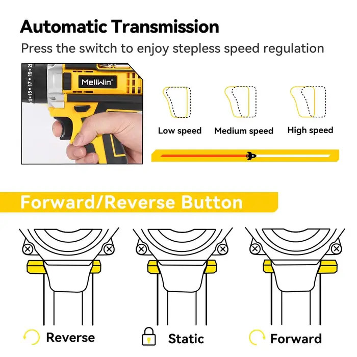 MELLWIN 25 + 3 couple perceuse électrique 12V perceuse sans fil tournevis électrique deux vitesses v