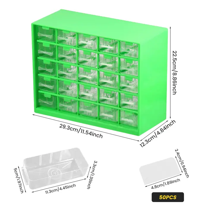 Armoire de rangement empilable à 25 tiroirs, rangement de pièces d'outils, organisateur transparent