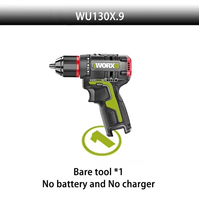 WORX WU130X – tournevis électrique sans fil, perceuse 12V, moteur sans balais 40Nm pour le travail d