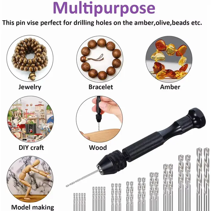 Mini perceuse manuelle avec 30 micro-embouts