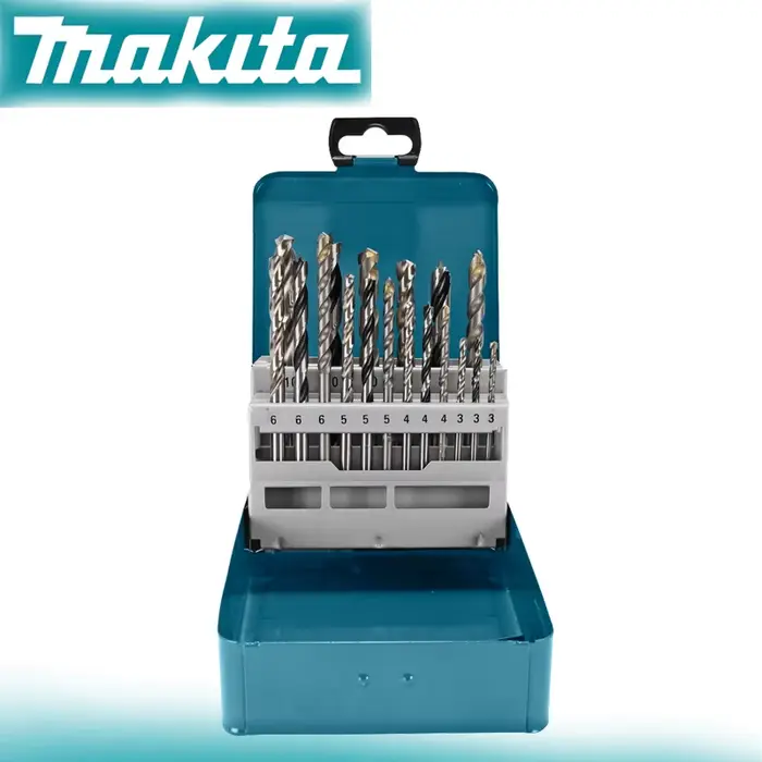 Makita D-46202 jeu de forets 18 pièces acier rapide béton bois torsions foret accessoires pour outil